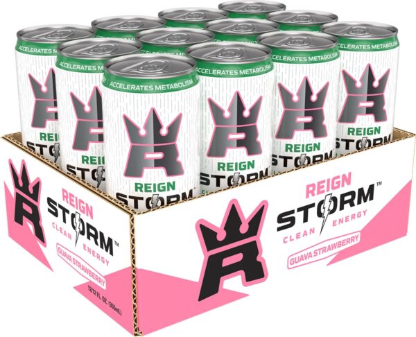 REIGN Storm, Guava Strawberry, Fitness & Wellness Energy Drink, 12 Fl Oz (Pack of 12)