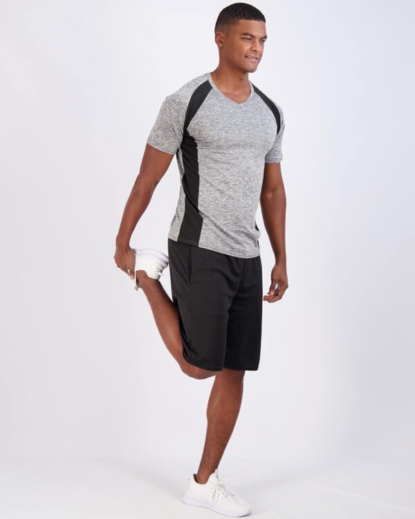 Real Essentials 5 Pack: Men’s V-Neck Dry-Fit Moisture Wicking Active Athletic Tech Performance T-Shirt