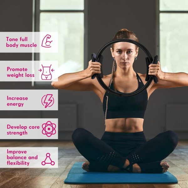 Syhood Pilates Ring 11.81 Inch Pilates Circle Yoga Ring Magic Lightweight Flexible Workout Equipment for Fitness Physical Therapy Resistance Exercise Arms Legs
