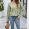 Womens Fall Crewneck Sunflower Graphic Print Tops Long Sleeve Cute Casual Tees