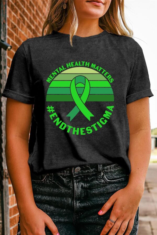 LBP Womens Green Ribbon Shirt Mental Health Matters End The Stigma T-Shirt Green Ribbon Activist Tee Tops