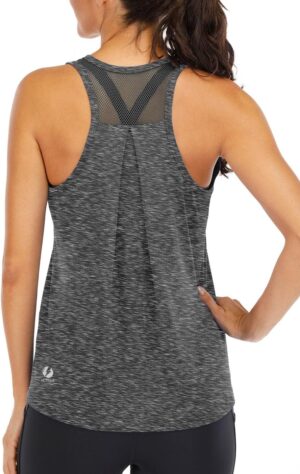 ICTIVE Workout Tops for Women Loose Fit Racerback Mesh Backless Muscle Tank Running Shirts