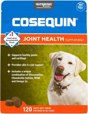 Cosequin Joint Health Supplement for Dogs - With Glucosamine, Chondroitin, MSM, and Omega-3's, 120 Soft Chews