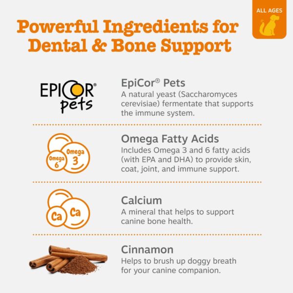 Zesty Paws Dental Bones - Fights Tartar & Plaque - Gum, Teeth & Bone Health - Cinnamon for Dog Breath - Immune, Joint, Gut, Skin & Coat Support - Omega 3 EPA & DHA and Calcium - Small Dogs - 28 ct…