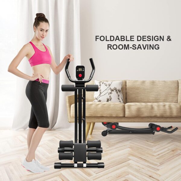 71JYwoBkKcL._AC_SL1500_.jpg KESHWELL Ab Machine,Abs Workout Equipment for Home Gym,Whole Body Workout Waist Trainer for Women,Adjustable Abdominal Cruncher,Foldable Core Abs Exercise Machine with Resistance Bands&LCD Display