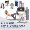 Yoga Mat Storage Rack，Home Gym Storage Rack Gym Workout Equipment Storage Organizer Fitness Weight Rack on Wheels for Yoga Mat,Yoga Block,Foam Roller,Resistance Band,Dumbbell,Kettlebell and Other Workout Accessories