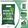 Panelee 100 Pcs Mental Health Awareness Plastic Goody Bags with Handle Know Science No Stigma Mental Health Treat Gift Bag for Party Campaign Support Favor Decoration