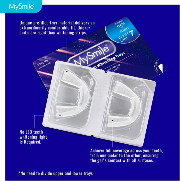 MySmile 7 Treatments Prefilled Teeth Whitening Trays Kit with12% Hydrogen Peroxide Teeth whitening Gel for Sensitive Teeth, Fast-Result Vegan Teeth Whitener Tooth Stain Remover, Mint Flavor