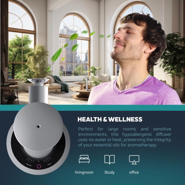 Waterless Essential Oil Diffuser - Wireless Aromatherapy Diffuser Oil Machine - Fragrance Oil Scent Diffusers for Home - Cold Air Diffuser for Office - Aroma Diffuser for Home, Hotel, Spa