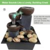 Small Tabletop Waterfall Fountain Zen Meditation Fountain Indoor Desktop Water Fountain with LED Light and Natural River Rocks for Office Home Bedroom