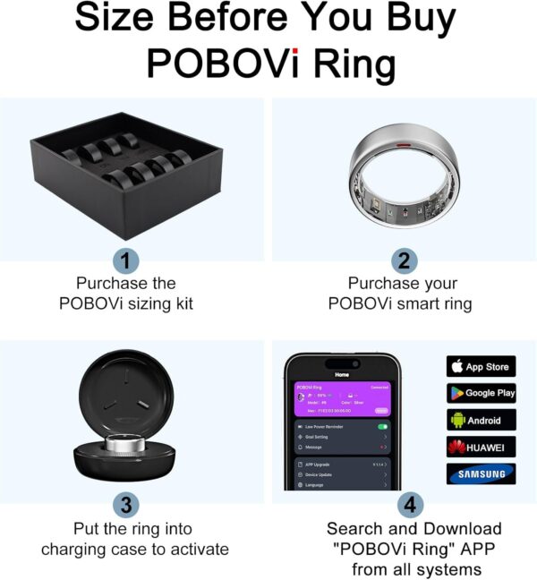 Smart Ring - Health & Sleep Tracker, Continuous SpO2 & Heart Rate Monitor, Stress Management, NFC Wireless Charging, 6-Day Battery, Water-Resistant(IP68), iOS & Android Compatible (Silver, 9)