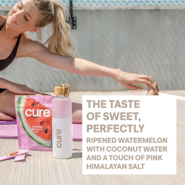 Cure Hydration | Plant-Based Electrolyte Drink Mix | No Added Sugar | FSA & HSA | Dehydration Relief Powder Made with Coconut Water | Non-GMO | Vegan | 28 Servings Jar - Watermelon