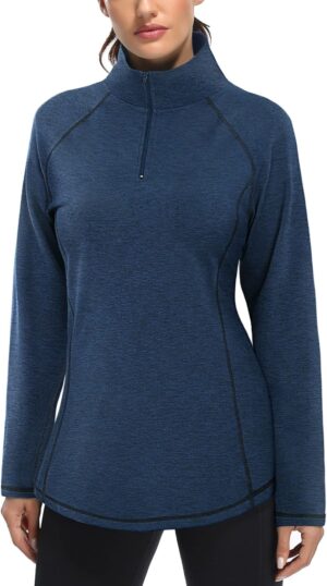Miusey Womens Quarter Zip Running Pullover Jackets Long Sleeve Workout Tops (PRIME)