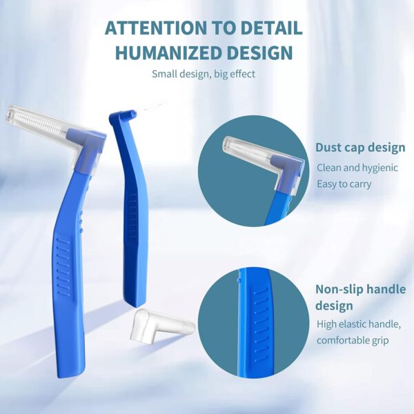 80 Count Interdental Brush Cleaners Dental Brushes Toothpick Tooth Flossing Head Oral Hygiene Angle with Portable Case Easy Use for Cleaning(Blue, Standard)