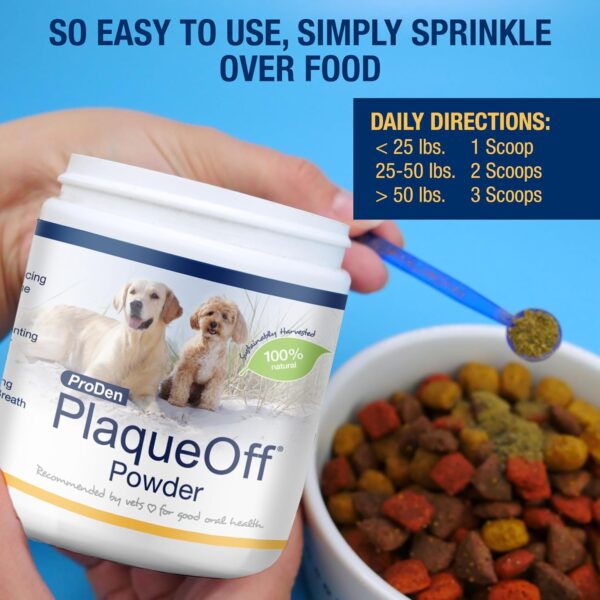 ProDen PlaqueOff Powder for Dogs & Cats - Pet Dental Care Supplement for Teeth Cleaning & Oral Health - Dog Breath Freshener & Plaque Remover - 180 g
