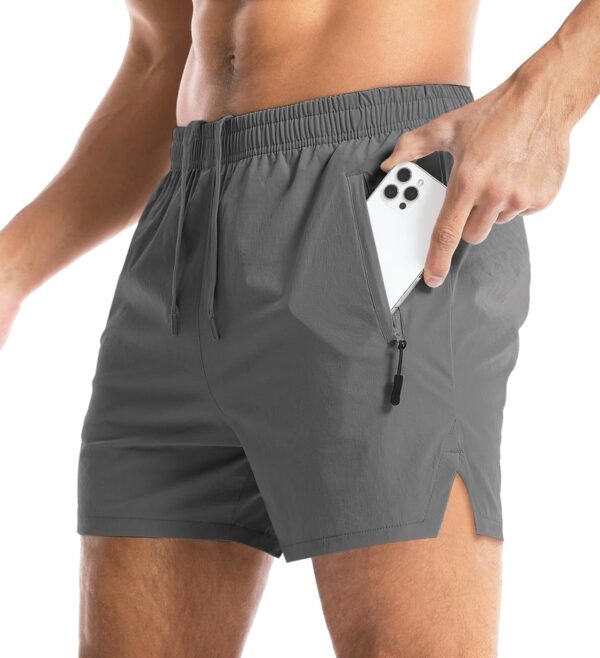 Aolesy Men's Gym Shorts Linerless & Liner - 5" Quick Dry Workout Running Shorts with Zip Pockets Sports Athletic Shorts