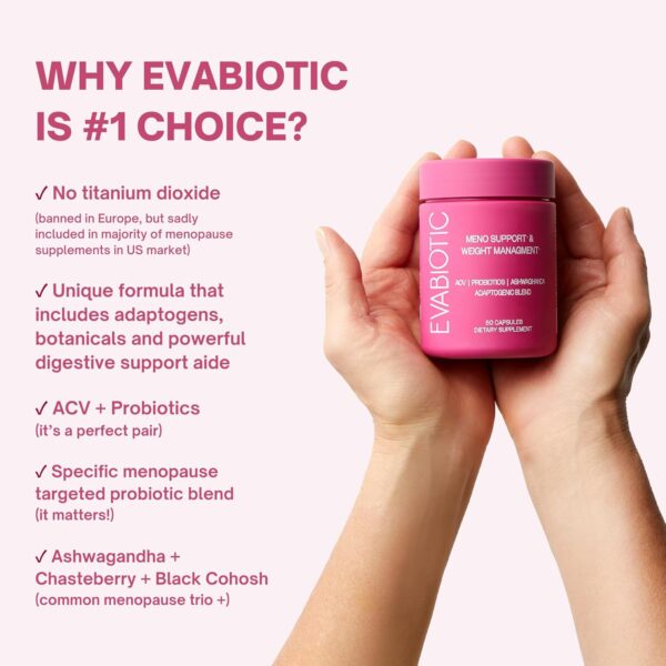 Complete Menopause Vitamins - Ashwaghanda, Probiotics, ACV for Weight Management, Hot Flashes, Night Sweats, Bloat, Hormone Balance - Vegan 60 Caps Menopause Supplements for Women Non-GMO