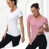 Syhood 2 Pieces Women Long Sleeve Workout Shirt Seamless Workout Shirts with Thumb Holes Fitted Top Sports Yoga Athletic Top