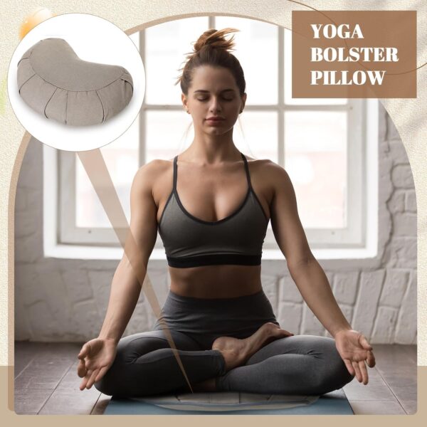 Wenqik 2 Pack Meditation Cushion Yoga Pillow Meditation Pillow Crescent Shaped Yoga Bolsters Zafu Seat with Removable Washable Cover Floor Pouf for Sitting Men or Women, Gray