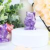 QINJIEJIE 2" Amethyst Owl Decor Crystals Stone Figurines Carved Gemstone Owls Statue Healing Home Room Sculpture Natural Lucky Owl Decorations Cute Purple Office Desk for Women Men