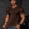 JMIERR Mens Muscle Slim T Shirt V-Neck Longline Henley Shirt Gym Workout Athletic Tee Shirts