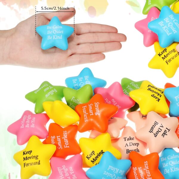 36 Pcs Motivational Stress Balls Quotes Inspirational Funny Colorful Foam Balls Hand Exercise Stress Relief Gifts for Office Small Anxiety Toys for Relief Motivating Supply (Star)