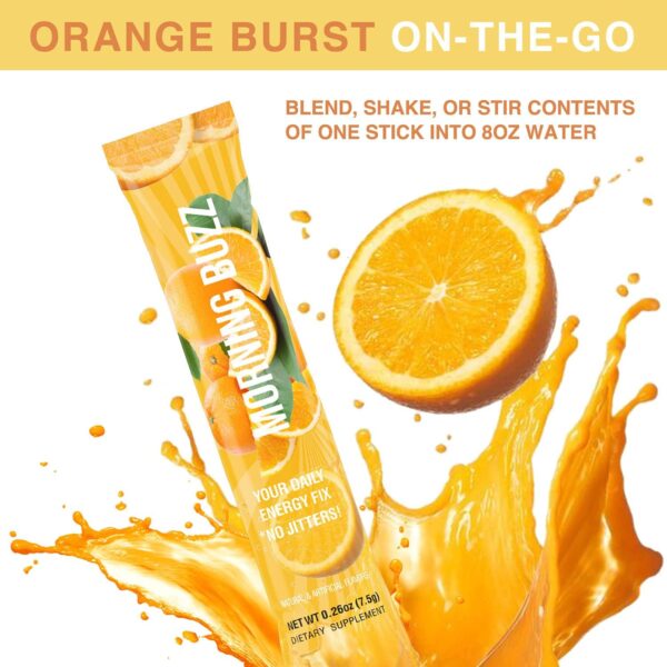 Morning Buzz Energy Powder Drink - Energy Boost Drink Mix - Sugar-Free Energy with Antioxidants - Morning Kickstart and Sports Nutrition Endurance Product - 15 Servings, Orange Burst, 4 Ounces