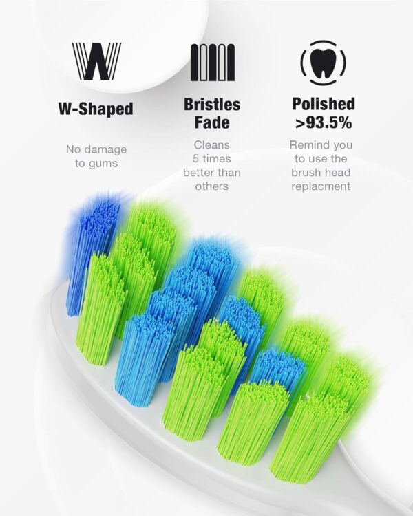 7AM2M Sonic Electric Toothbrush with 6 Brush Heads for Adults&Kids, One Charge for 120 Days, Wireless Fast Charge, 5 Modes, 40000VPM Powered Toothbrush, 2 Minutes Built in Smart Timer (Navy Blue)