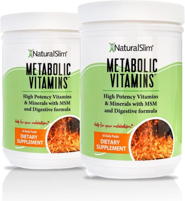 NaturalSlim Metabolic Vitamins - Combination of High Potency Multivitamins, Minerals, B Complex, Msm, & Digestive Formula Supplements for Men & Women - Energy & Metabolism Support - 2 Pack