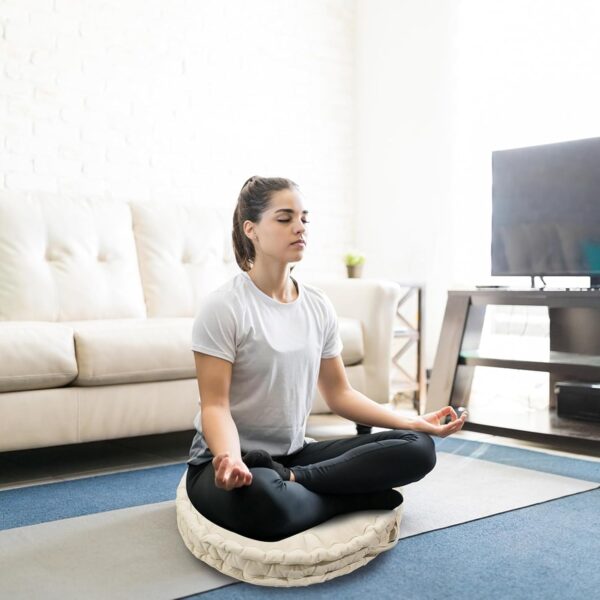 Meditation Floor Pillow, Large Floor Seat Cushion,23.6inch Round Floor Pillows Seating for Adults,Solid Thick Meditation Cushion with Handle for Yoga Balcony Living Room Tatami Outdoor
