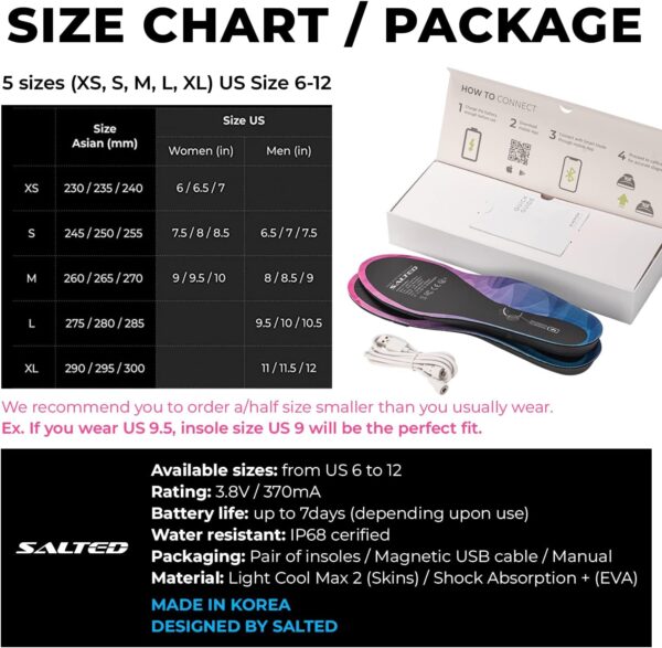SALTED Smart Insole with Motion Sensor - Golf Swing Posture Analysis Trainer - Track Weight Shift for Improves Distance - Connects Phones & Tablet PCs via Bluetooth - iOS/Android App
