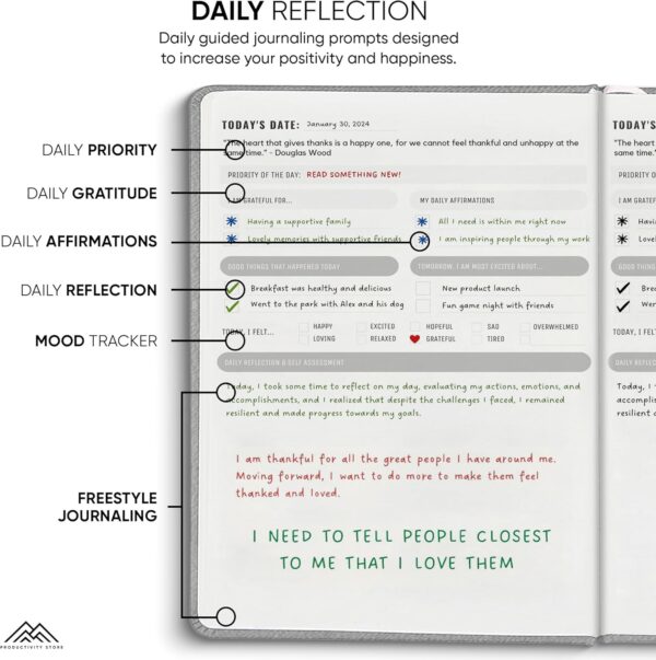Best Daily Journal for Men & Women for Mindfulness, Productivity, Happiness & Self Care | Gratitude Journal, Affirmation Journal, Positivity Journal, Manifestation Journal, Self-Care Journal, Habit Tracker & Daily Journal with Prompts (Gray)