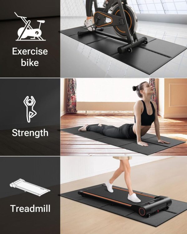 Foldable Treadmill Mat, Exercise Bike Mats for Home Gym Workout, Waterproof Non-Slip Exercise Equipment Mat Floor Protector for Indoor Cycles, Rowing Machine, Elliptical