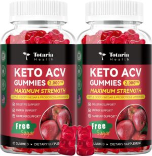 2 Pack Keto ACV Gummies - 4000mg Apple Cider Vinegar Gummies Sugar-Free with Probiotics, B12, Keto Supplements for Women & Men 240 Gummies