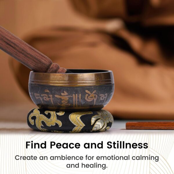 DomeStar 3.3 Inch Tibetan Singing Bowl Set, Hand Hammered Sound Bowls Meditation Set for Yoga Meditation, Sound Therapy, Spiritual Gatherings and Stress Relief