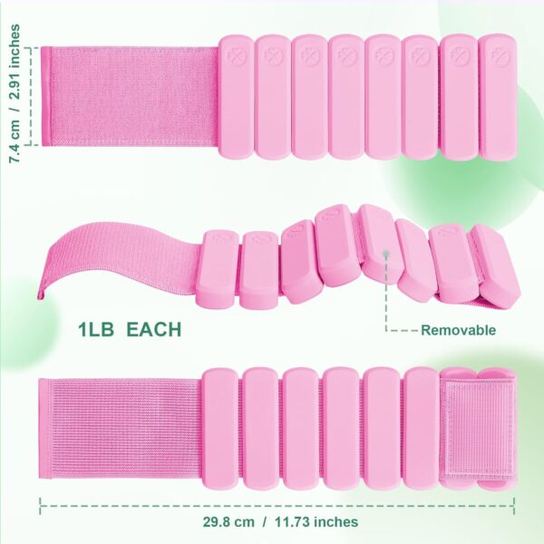Wrist & Ankle Weights set of 2 (1lb each), Adjustable Silicone Weighted Bangles for Men and Women, Suitable for Arm & Leg Workout, Yoga, Pilates, Dance, Barre, Gym, Aerobics.