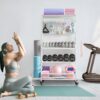 56'' Taller Home Gym Storage Organizer, Yoga Mat Storage Rack with Hanging Board, Exercise Workout Equipment Storage Stand for Home Gym, Dumbbell Holder Kettlebell Rack with Wheels and Hooks
