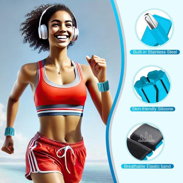 ADLIFE Adjustable Wrist Ankle Weights for Women Men Kids, 2 Lbs Wearable Arm Leg Weights Set of 2(1 Lb Each), Weighted Wristbands Exercise Weights for Walking Running Pilates Yoga Travel Pool Exercise Home Gym Workout