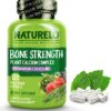 NATURELO Calcium Supplement - with Vitamin C, Vitamin D3, K2, and Calcium Magnesium Zinc for Bone Strength with Calcium 600mg - Plant-Based, 120 Vegetarian Capsules, Non-GMO, Soy & Gluten-Free