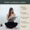 Mindful & Modern Large Meditation Cushion | Zafu Yoga Bolster Meditation Floor Pillow Seat | Buckwheat Hull Filled Crescent Shaped Cushion with Removable Washable Cover + Carry Handle