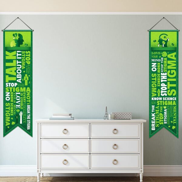 Blulu 2 Pcs Classroom Decorations Motivational Porch Sign inspirational Door Banner Decor for Indoor Outdoor Wall School Office Supplies(Mental Health Awareness)