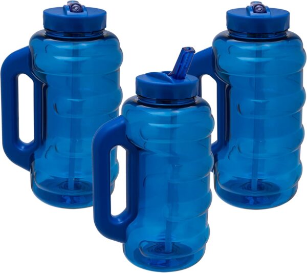 COOL GEAR 3-Pack BEAST 64 oz Jug with Handle | Large Capacity Water bottle for Athletes, Fitness, Gym, & Outdoor Sports | Wide mouth, Leak proof - Blueberry Pack