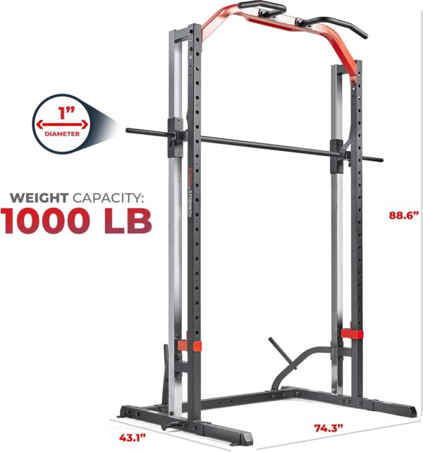 Sunny Health & Fitness Premium Smith Machine & Squat Cage Rack, Pull-Up Bar, Spotter Blocks for Weightlifting & Bench Press for Home Gym Strength Training