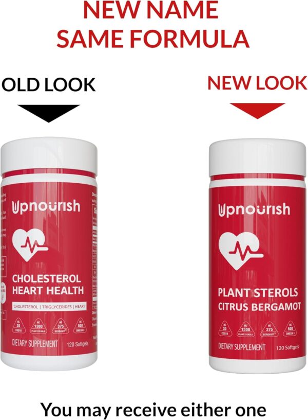 UpNourish Citrus Bergamot, Plant Sterols and Stanols Supplement, Heart Health Support with CoQ10, Omega 3, Olive Leaf Extract, Turmeric Curcumin, Black Garlic and Niacin - 120 Softgels