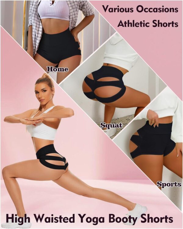 Scrunch Booty Shorts for Women V Back High Waisted Yoga Shorts Cut Out Rave Bottoms Butt Lifting Short Mini Hot Pants