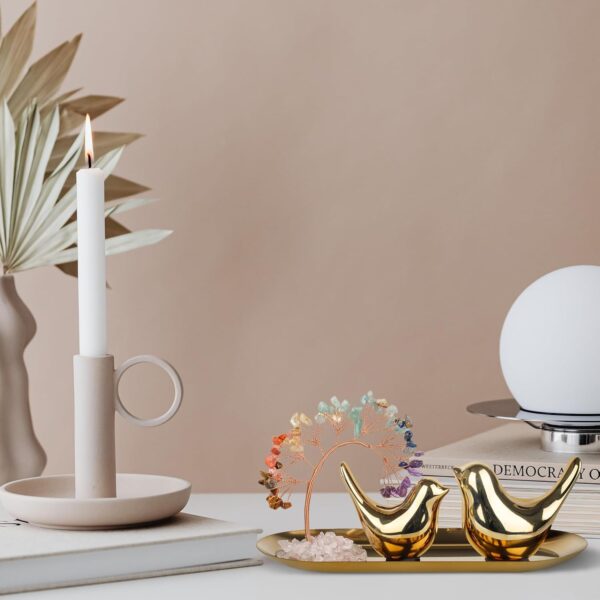 ZenBless Crystals Tree,Small Birds Statue,7 Chakra Healing Crystals Stones Tree Storage Tray Yoga Meditation Zen Room Office Home Decor Set Figurine Ornament Decoration Feng Shui Wealth Luck