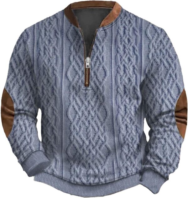Mens Sweatshirt,Men Retro Knit Sweater Vintage 1/4 Zipper Shirts Long Sleeve Casual Stand Collar Sweatshirt