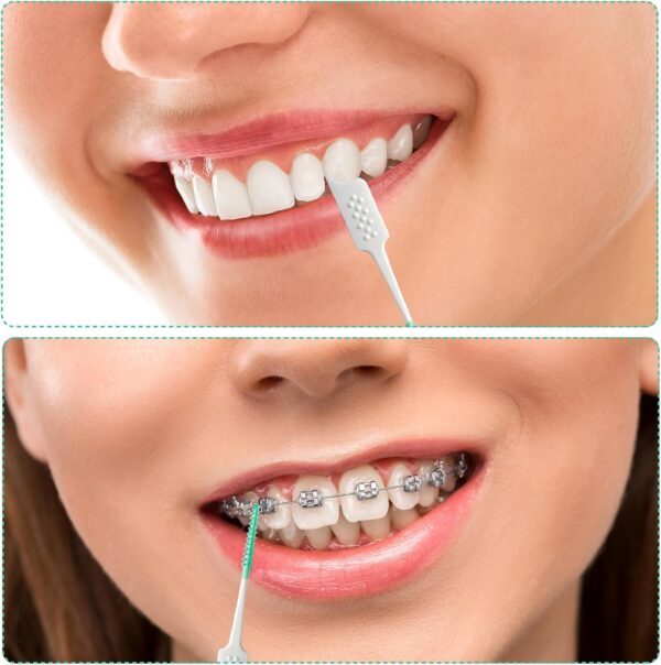 Dental Floss Picks Soft Silicone interdental Brush, Braces Brush, Floss Picks for Teeth, interdental Brush, Disposable interdental Brush, Suitable for Cleaning Teeth Health(Green, 160pcs)