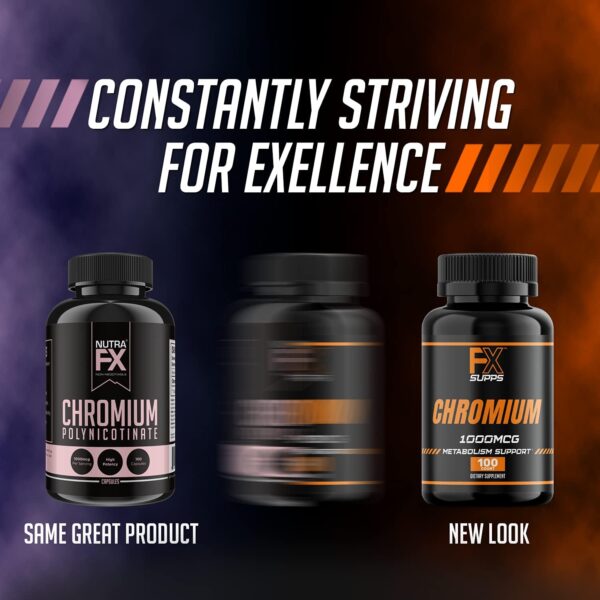 FX SUPPS Chromium Polynicotinate 1000 mcg (100 Capsules) Weight Management Supplements for Men and Women | Improves Energy Production and Heart Health