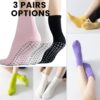 Soxbang 3/6 Pairs Pilates Socks with Grips,Yoga Socks Barre Socks Non Slip Socks Embroidery for Barre Ballet Barefoot Workout